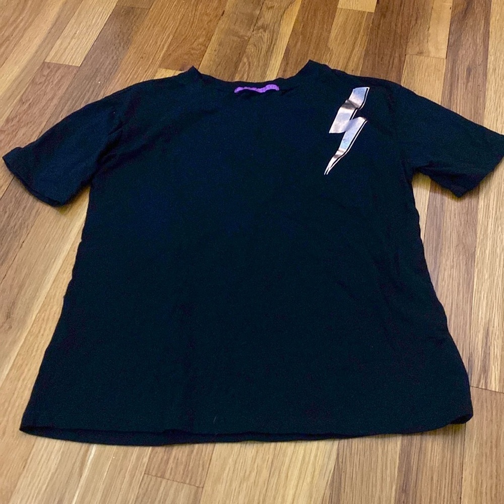 Jac Parker Women’s Black T-Shirt With Lightning Bolt Size XS